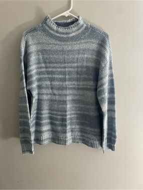 Talbots Blue Marled Knit Sweater | Size M | Cozy Mock Neck